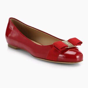 [Salvatore Ferragamo] Varina Red Patent Leather Flats